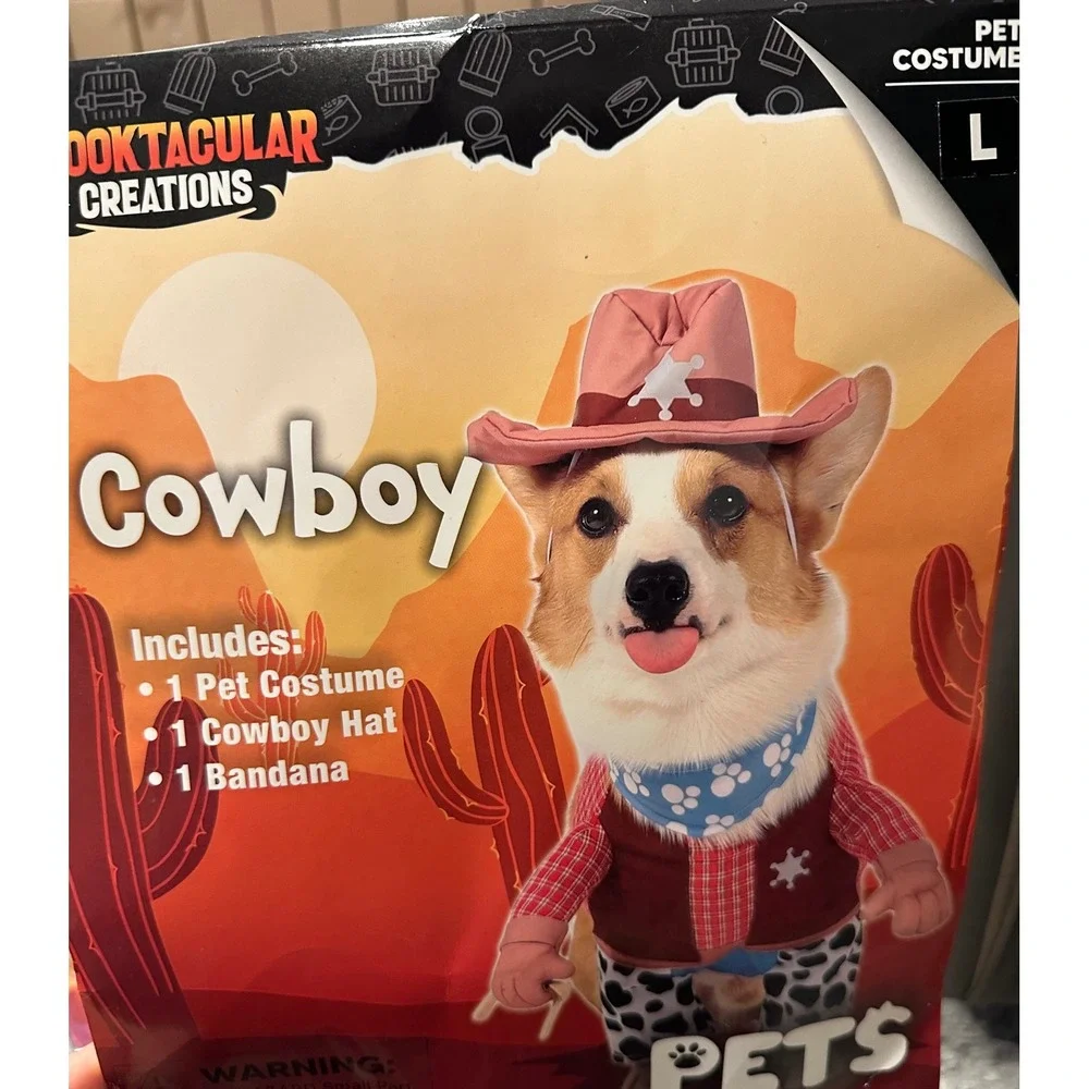 Spooktacular Creations Halloween Pet Dog Cowboy with Cowboy‎ Hat Sz Large